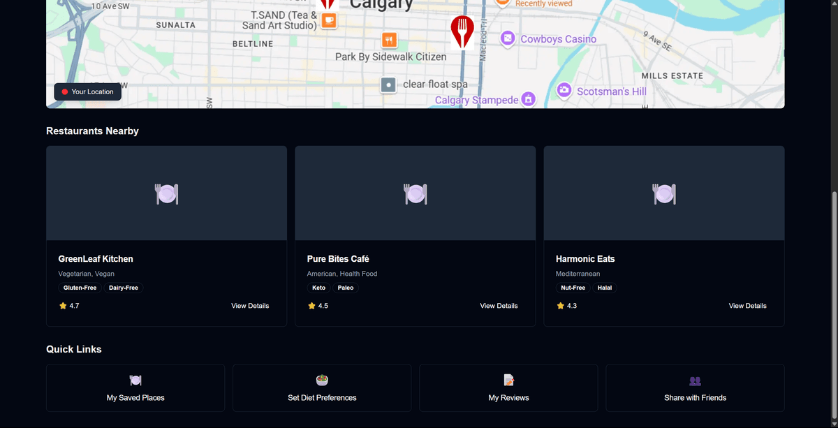 FindBite App Demo - Menu Details